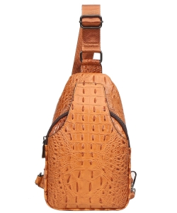 Croc Sling Backpack Crossbody Bag CY-8920 BROWN /
